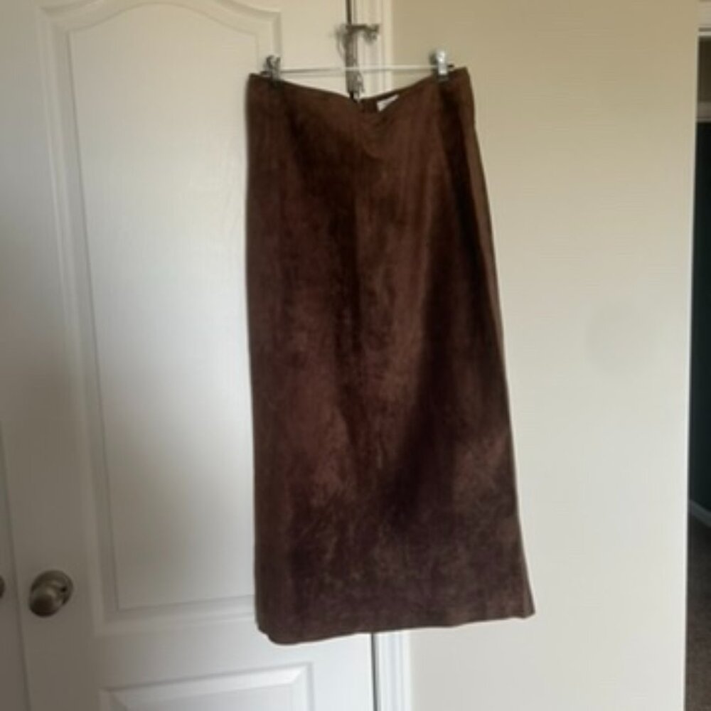 Vintage Suede Leather Maxi Skirt